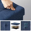 Storage Ottoman Bench, Padded Chest with Lid, Folding Seat, 120L Capacity, Hold up to 300 kg, Navy Blue LSF77IN