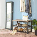 Schuhbank, Schuhregal mit 2 Einlegeböden, Schuh-Organizer, 73 x 30 x 45 cm, Eingangsbereich Wohnzimmer Flur, Stahlstruktur, Industriestil, Grau und Schwarz LBS73MB