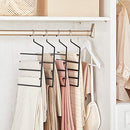 Trousers Hangers, 5-Bar Clothes Hangers, Set of 4, Space-Saving, Open-Ended, Non-Slip Trousers Organisers for Jeans Towels Scarves, Black CRI034B02