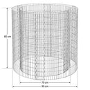 Tall Round Gabion for Stones, Metal Gabion Cage and Basket with Thick Grids 2.5 x 10 cm, Rust-Resistant Galvanised Steel, 90 x 80 cm (Dia. x H), Garden Flower Beds Decoration GGB879