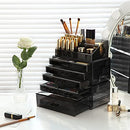Large Acrylic Make up Organiser, Stackable Cosmetic Box with 6 Drawers, for Palette, Brush, Foundation, Lipstick, Nail Polish, Hairpins, Great Gift for Loved Ones, Black JKA009BK