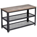 Schuhbank, Schuhregal mit 2 Einlegeböden, Schuh-Organizer, 73 x 30 x 45 cm, Eingangsbereich Wohnzimmer Flur, Stahlstruktur, Industriestil, Grau und Schwarz LBS73MB