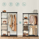 Freestanding Wardrobe, Foldable Closet, Coat Rack with Clothes Rails, Clothes Rack, Open Storage Wardrobe, Storage Organiser, Cloakroom, Bedroom, Study 112 x 43 x 165 cm, Black RYG24BK