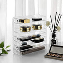 Makeup Organiser, Cosmetics Storage, with 7 Adjustable Shelves, for Palettes, Eyeshadow, Powders, Rouges, Dressing Table, Acrylic, Transparent JMU02TP