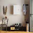 Wandschrank, Hängeschrank für Badezimmer, Medizinschrank mit verstellbarem Einlegeboden und Rollladentür, 40 x 16 x 60 cm, Holz, Weiß BBC24WT