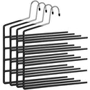 Trousers Hangers, 5-Bar Clothes Hangers, Set of 4, Space-Saving, Open-Ended, Non-Slip Trousers Organisers for Jeans Towels Scarves, Black CRI034B02