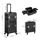 Professional Makeup Case, Travelling Beauty Trolley, Large Cosmetic Trolley for Hairdressers, Lockable Rolling Makeup Case with Universal Casters, Lid and Shoulder Strap, Black JHZ04B