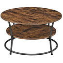 Kaffeetisch, Runder Cocktailtisch mit Ablage, Teetisch, einfache Montage, Metall, Industriedesign, Rustikales Braun