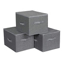 Storage Boxes with Lids, Foldable Storage Basket Bins with Handles, Clothes Toys Organiser, Grey RYZB03G