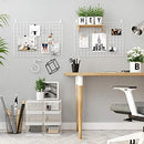 Grid Panels, Set of 2, Photo Wall Display, Metal Mesh Wall Decor, Multifunctional Hanging Picture Wall, DIY, Art Display, S Hook, Clips, Hemp Cord, White LPP02W