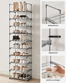 Schuhregal, 10-stöckiger Schuhschrank aus Metall, individuell anpassbares Design