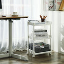 Rolling Trolley Storage Unit with 3 Shelves for Kitchen Bathroom Cellar KSC03WT