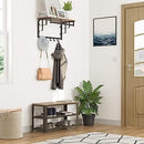 Schuhbank, Schuhregal mit 2 Einlegeböden, Schuh-Organizer, 73 x 30 x 45 cm, Eingangsbereich Wohnzimmer Flur, Stahlstruktur, Industriestil, Grau und Schwarz LBS73MB