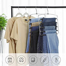 Trousers Hangers, Set of 3 Space-Saving Multi-Bar Metal Pants Hangers, Stable with Non-Slip Padding, Swing Bars for 5 Jeans Each, Suit Pants, Scarves, Ties CRI041BK