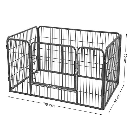 FEANDREA Puppy Playpen Heavy Duty Play Whelping Pen 4 Parts Grey 122 x 70 x 80 cm PPK74G