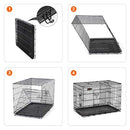 FEANDREA Dog Cage, Dog Crate with 2 Doors, 107 x 70 x 77.5 cm, Black PPD42BK