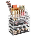 Large Clear Acrylic Make up Organiser, Stackable Cosmetic Box, with 6 Drawers, for Palette Brush Foundations Lipstick Nail Polish Hairpins, Great Gift for Loved Ones JKA009TP