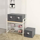 Set of 3 Foldable Storage Boxes with Lids, Fabric Cubes with Label Holders, Storage Bins Organiser, 40 x 30 x 25 cm, Grey RFB03G