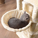 FEANDREA Large Cat Tree with 3 Cat Caves, 164 cm Cat Tower, Beige PCT098M01