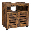 Waschbeckenunterschrank, Badezimmerunterschrank, Aufbewahrungsschrank, 60 x 30 x 63 cm, mit 2 Lamellentüren, verstellbarer Einlegeboden, Rustikal Braun BBK04BX