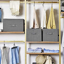 Storage Boxes with Lids, Foldable Storage Basket Bins with Handles, Clothes Toys Organiser, Grey RYZB03G