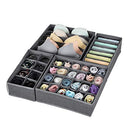 Underwear Storage Box Drawer Organiser Foldable Wardrobe Arrangement System for Wardrobe, Bras, Underwear, Socks, Ties, Folding Box, Fabric Box, Set of 4, Dark Grey RYUS04G