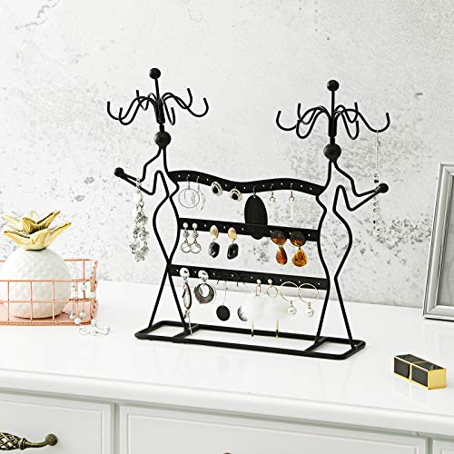 Jewellery Organiser, Jewellery Holder, for Necklaces, Earrings, Rings, Accessories Rack, Jewellery Stand, Black JDS78B