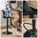 LJB04BK Bar Stools Height-Adjustable with Crown Shaped Backrest Rotates 360° Comfortable Padded Seat Kitchen Bar Black Set of 2