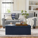 Storage Ottoman Bench, Padded Chest with Lid, Folding Seat, 120L Capacity, Hold up to 300 kg, Navy Blue LSF77IN