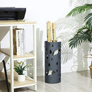 Metal Umbrella Stand, Umbrella Holder with Water Tray and Hooks, 19.5 x 49 cm (Dia. x H), Round, Matte Anthracite Grey LUC23AG