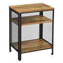 Nachttisch 3 Etagen Nachttisch Nachttisch Stahlrahmen Regal Runde Ecken Einfache Montage für Wohnzimmer Flur Industrie Design Eiche Schwarz LET600B20