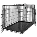 FEANDREA Dog Cage, Dog Crate with 2 Doors, 92.5 x 57.5 x 64 cm, Black PPD36BK