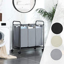 Rolling Laundry Sorter, Laundry Basket with 3 Removable Bags, Laundry Trolley, Toy Organiser on Wheels, Sturdy, 3 x 44L, Grey LSF003GS