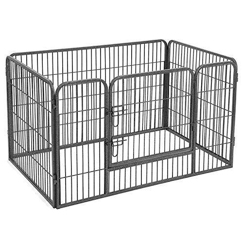 FEANDREA Puppy Playpen Heavy Duty Play Whelping Pen 4 Parts Grey 122 x 70 x 80 cm PPK74G