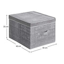 Set of 3 Foldable Storage Boxes with Lids, Fabric Cubes with Label Holders, Storage Bins Organiser, 30 x 40 x 25 cm, Heather Grey RYFB03LG