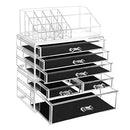 Large Clear Acrylic Make up Organiser, Stackable Cosmetic Box, with 6 Drawers, for Palette Brush Foundations Lipstick Nail Polish Hairpins, Great Gift for Loved Ones JKA009TP