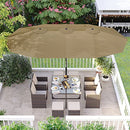 Double-Sided Parasol Umbrella 4.6 x 2.7 m, Extra Large Garden patio Parasol, Twin Sun Shade Canopy, UPF 50+ Protection, Crank, For Market Outdoor Garden Terrace, No Base, Taupe GPU36BR