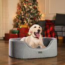 FEANDREA Dog Bed, Pet Bed, Reversible Cushion, 92 x 72 x 28 cm, Grey PGW33GG