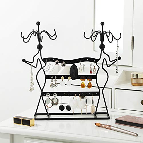 Jewellery Organiser, Jewellery Holder, for Necklaces, Earrings, Rings, Accessories Rack, Jewellery Stand, Black JDS78B