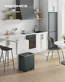 Kitchen Bin, 2 x 15 L Steel Rubbish Bin, Step Bin with Inner Buckets and Handles, Soft Closure, Odour Seal, Anthracite Grey LTB30GS