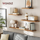 Floating Shelf, Wall Shelf for Books, Photos, Collectibles, Wall-Mounted Office Shelf, 40 x 20 x 3.8 cm, MDF, for Living Room, Kitchen, Hallway, Bedroom, Bathroom, Rustic Brown LWS24BX