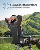 Set of 2 Folding Camping Chairs, Comfortable, Heavy Duty Structure, Max. Load Capacity 150 kg, with Cup Holder, Outdoor Chairs, Black GCB08BK