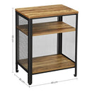 Nachttisch 3 Etagen Nachttisch Nachttisch Stahlrahmen Regal Runde Ecken Einfache Montage für Wohnzimmer Flur Industrie Design Eiche Schwarz LET600B20