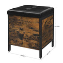 Stool, Schlafzimmerbank mit Stauraum, gepolsterte Sitzfläche, Flur, Schlafzimmer, Wohnzimmer, Stahlrahmen, einfache Montage, Kunstleder, Industriestil, rustikal braun und schwarz LSB50BX.