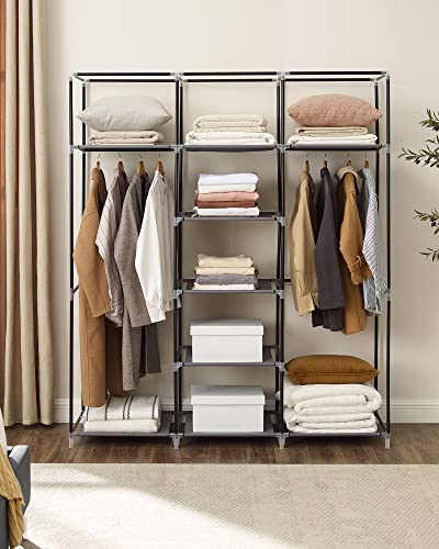 Canvas Wardrobe Bedroom Furniture Cupboard Clothes Storage Organiser Gray 175 x 150 x 45 cm RYG12G