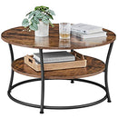 Kaffeetisch, Runder Cocktailtisch mit Ablage, Teetisch, einfache Montage, Metall, Industriedesign, Rustikales Braun