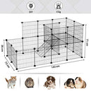 Guinea Pigs Cage, Metal Mesh Pet Playpen with Door, Customisable Fence for Small Animal, Rabbit, for Indoor Use, with Rubber Mallet, 143 x 73 x 71 cm Black LPI06H