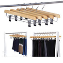 Skirt, Pack of 8, Solid Wood Trousers Hangers, with Non-Slip Clips for Pants Slacks, Shorts, Natural CRW008-8, 35.5 x 16.2 x 1.1 cm