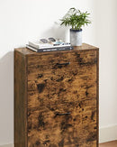 Schuhschrank mit 2 Flügeltüren, verstellbare und herausnehmbare Trennwand, für 12 Paar Damenschuhe oder 8 Herrenschuhe, für schmalen Eingang, 60 x 24 x 83.5 cm (L x B x H), Rustikales Braun LBC02BX