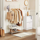 Vintage Clothes Stand and Rack with Garment Rail and 2 metal shelves 92 x 41 x 173 cm (W x D x H) Cream HSR07W